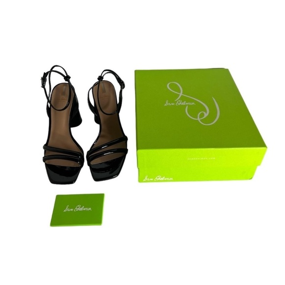 Sam Edelman Kia Black Patent Leather  Strappy Pump Heels - Picture 2 of 11